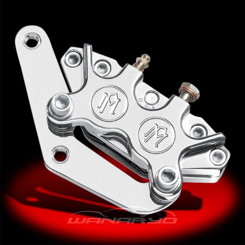 4 piston classic chrome left caliper & bracket for 1984-99 harleys