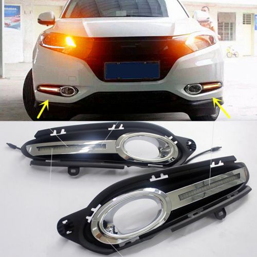 2x led white+yellow daytime running light drl for honda hrv vezel 2015-2016 p