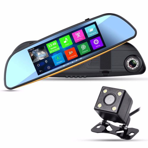 Dual camera hd 1080p 7&#039;&#039; rear view mirror android 4.4 wifi gps recorder car dvr