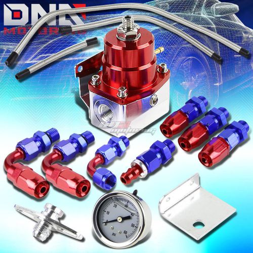 Red fuel pressure regulator kit 60 psi liquid gauge+end fitting adapter+hose