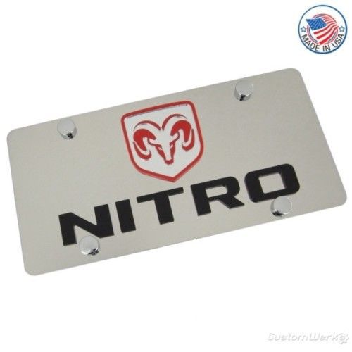 Dodge ram logo + nitro name stainless license plate