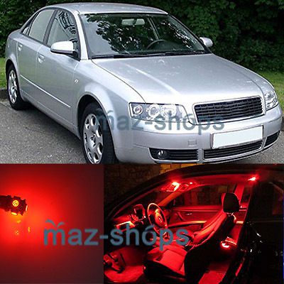 Red 22 pieces car led lights interior package kit fit 02-08 audi a4 b6 b7 avant