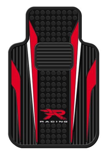 Red and white r racing universal-fit molded front floor mats - set of 2