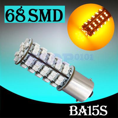 1156 ba15s 68 smd amber / yellow tail fog turn signal 68 led car light bulb lamp