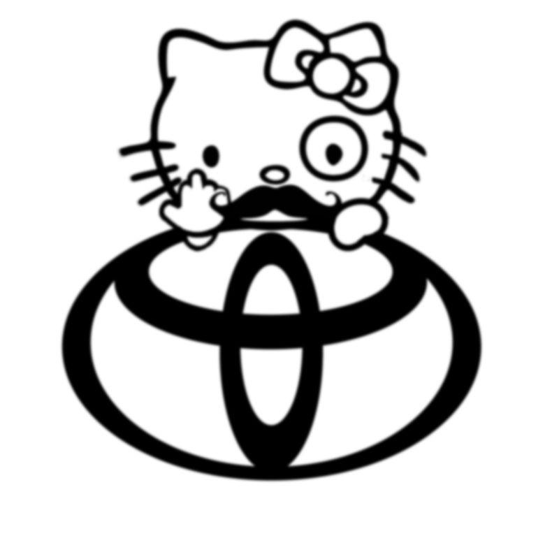 Hello kitty toyota decal hello kitty  mustache decal hello kitty peeking decal