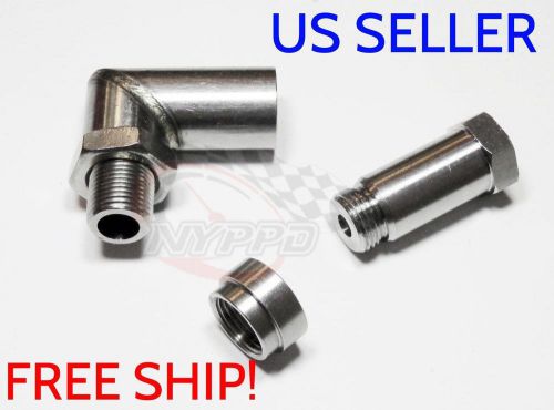 Nyppd stainless steel o2 oxygen sensor hho h2o spacer + ss 90° degree + ss bung