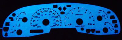 99~02 lincoln navigator white blue / green glow gauge face overlay 00