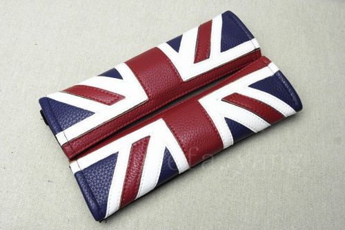 2pcs union jack logo pu leather carbon fiber car seat belt cushions shoulder pad