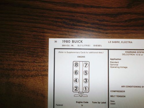 1980 buick eight series models 5.7 liter 350 ci diesel v8 tune up chart