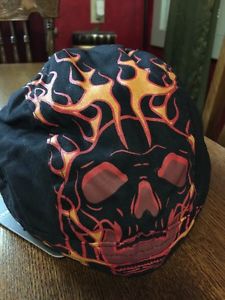 Zan headgear bikers skull cap headband motorcycle hell skull flames road hog