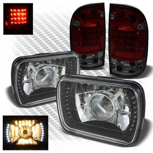 95-96 tacoma black projector headlights w/super-bright led + r/s led tail lights