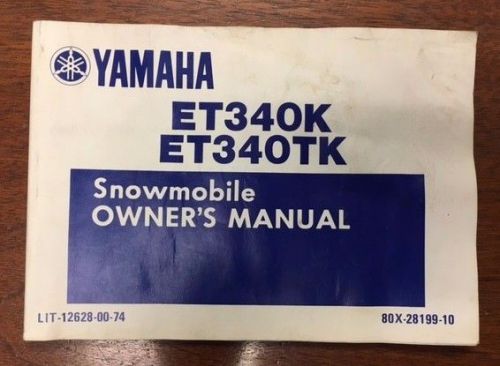 Yamaha et340k/tk snowmobile owner&#039;s manual