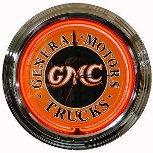 Classic gmc pontiac buick chevy service garage man cave neon bar pub sign clock