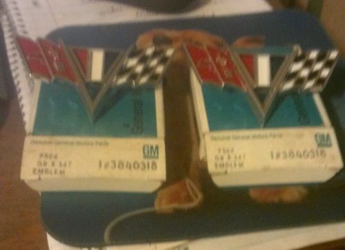 Nos 1964-1967 chevrolet many models v flag emblems pair  (two) 3840318