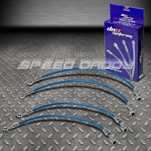 Front+rear stainless steel hose brake line 85-89 toyota mr2/mr-2 aw11 w10 blue