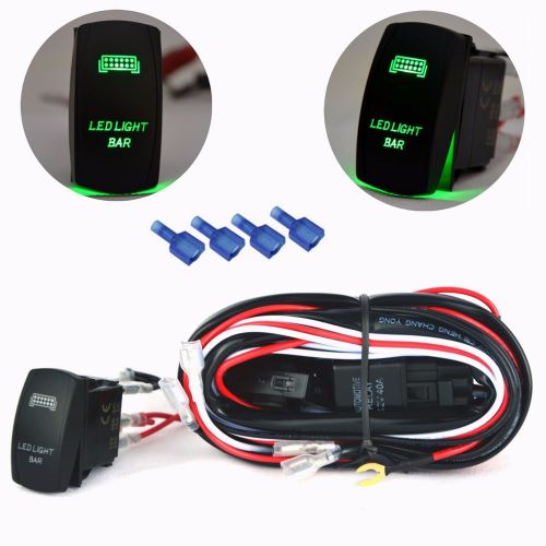 Wiring harness laser rocker switch green led light bar on off boat truck atv suv