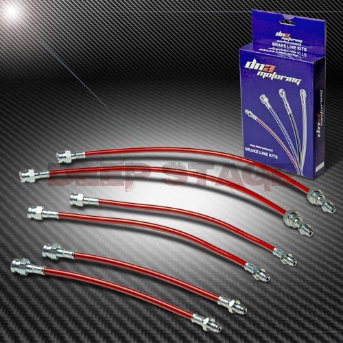 Stainless ss braided hose racing brake line 84-85 mazda rx7/rx-7 fb s3 13b red