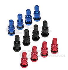 Blue alloy valve stems+caps 4 bolt in nissan wrx mitsubishi