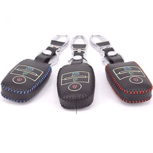 Black leather intelligent key/smart key 3 buttons protective sleeve for kia