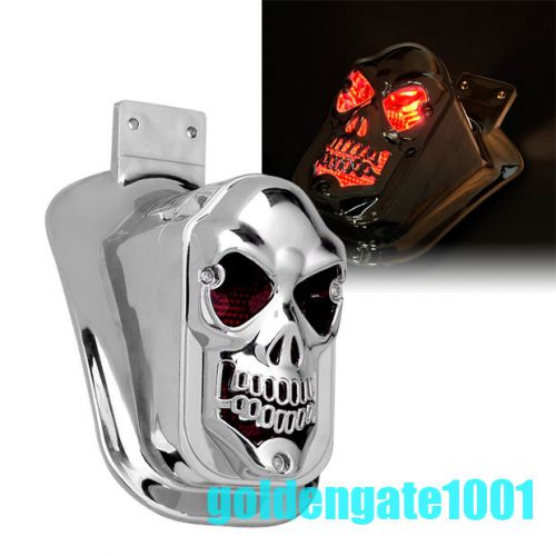 Motorcycle skull integrated rear tail light side mount plate red for kawasaki gg