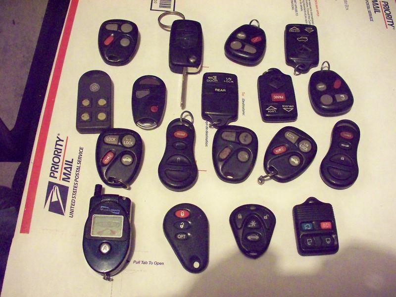 Mixed lot of 18 used  keyless entry remotes fobs 