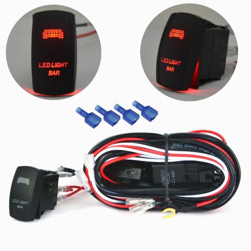Wiring loom harness kit for jeep boat with red led light bar car on off switch