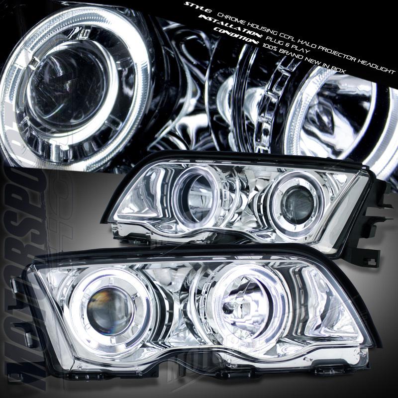 99 00 01 bmw e46 328i 325i 323i sedan chrome ccfl halo projector headlights base