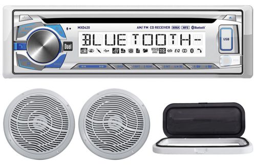 Dual mxd420bt marine/boat cd/mp3 player receiver+housing+(2) 8&#034; boat speakers