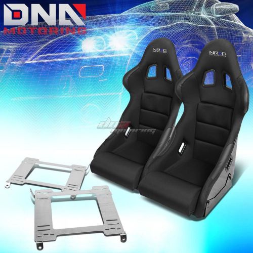 Nrg pair black bucket racing seats+full stainless bracket for 99-04 mustang sn