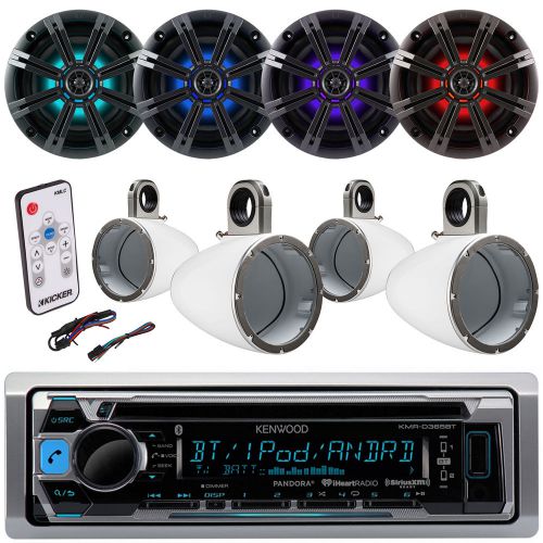 6.5&#034; marine kicker led speaker,enclosures,led remote,kenwood bluetooth usb radio