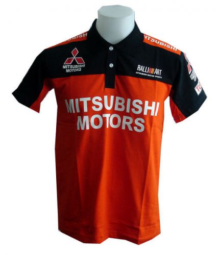 New mitsubishi rac motorcycle sport racing team orange mens polo t-shirt sz xl