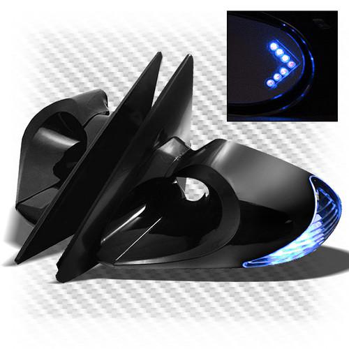 92-95 300zx power adjust k6 sport mirrors side blue led + built-in arrow signal