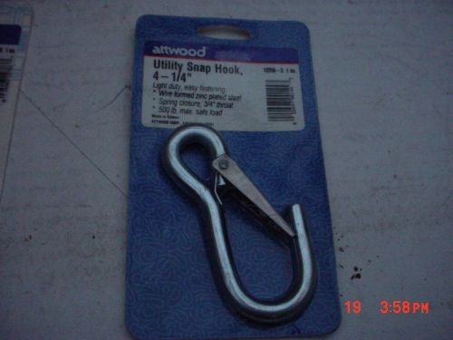 Lot of  6  attwood  winch  hook    4-1/4  zinc  plated  steel  snap  hook