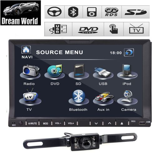 Double 2 din 7&#034; in-dash car dvd stereo bluetooth radio ipod sd/usb + back camera