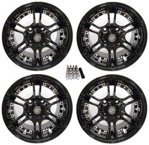 Madjax 14&#034; mirage black/silver golf cart wheels/rims yamaha