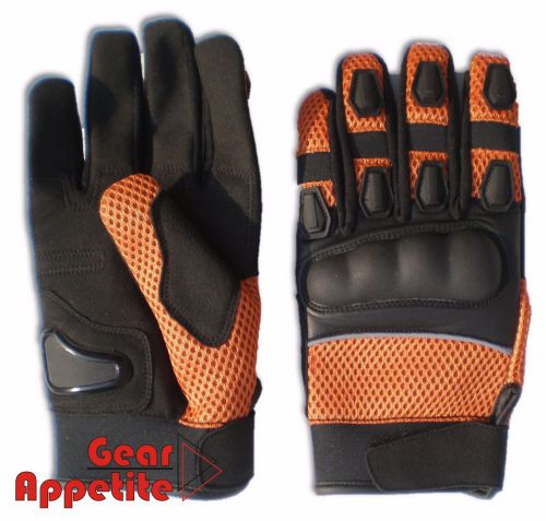 Motorcycle riding racing bike protective armor short leather gloves mesh