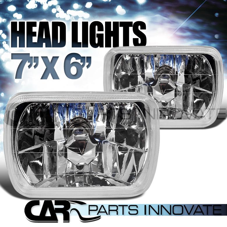 7"x6" chrome h6054+h6052+h6014 sealed beam crystal 7x6 headlights h4 bulbs