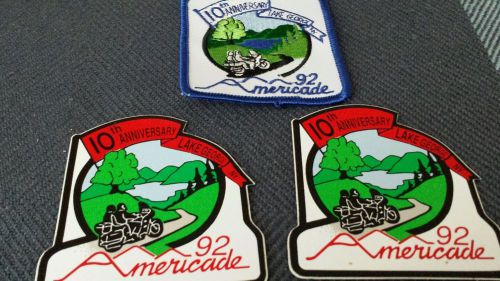 New americade 92, 10th anniversary motorcycle patch n sticker rally lake george