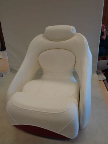 Crownline jet captain seat w / flip up bolster vinyl white / red marine boat