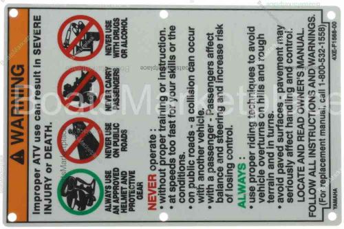 Yamaha 4xe-f1568-00-00 4xe-f1568-00-00  label,warning