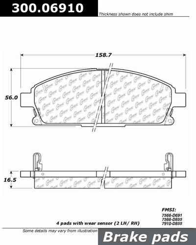 Centric 300.06910 brake pad or shoe, front-premium semi-met pads w/shims