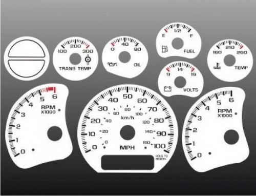 1999-2002 chevrolet truck silverado dash cluster white face gauges 99-02