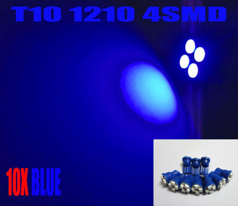 10x blue t10 4-smd led wedge lights lamps 168 194 w5w 161 920 192 t15 922 #h13