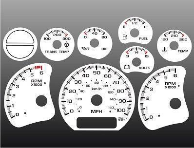 1999-2002 chevrolet truck silverado instrument cluster white face gauges 99-02