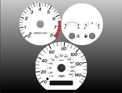 2000-2002 mazda 626 instrument cluster white face gauges 00-02