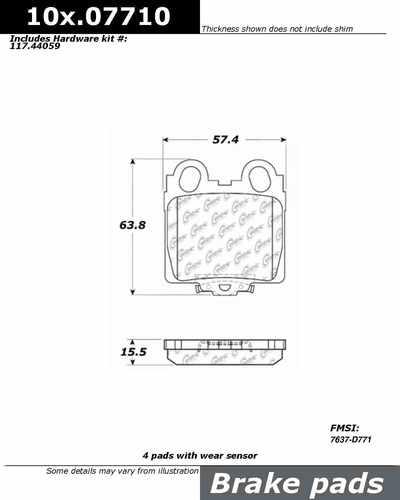 Centric 105.07710 brake pad or shoe, rear