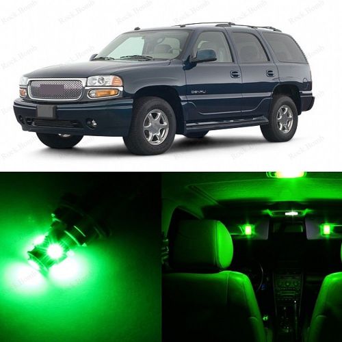 12 x ultra green led interior &amp; plate lights package for 2000 - 2006 gmc yukon