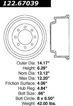 Centric 122.67039 rear brake drum-premium drum