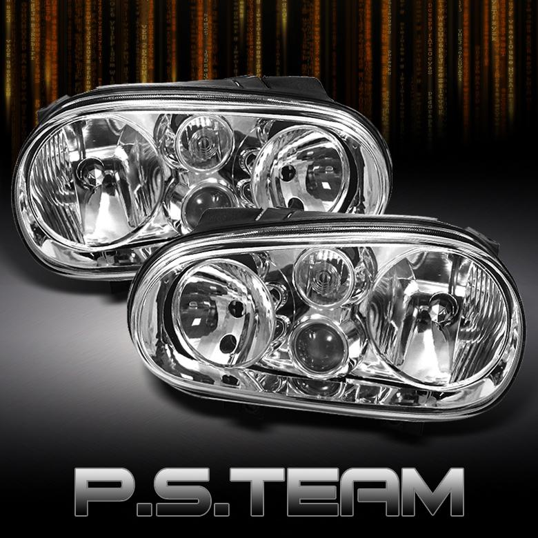 99-06 vw golf mk4 all clear headlights w/built-in fog lights left+right pair