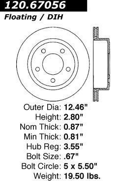 Centric 120.67056 rear brake rotor/disc-premium rotor-preferred